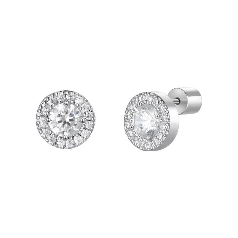 Orecchini Donna Luca Barra OK1589 Punto Luce In Acciaio Con Zirconi