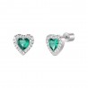 Orecchini Donna Luca Barra OK1587 A Cuore Con Zirconi Verdi E Bianchi