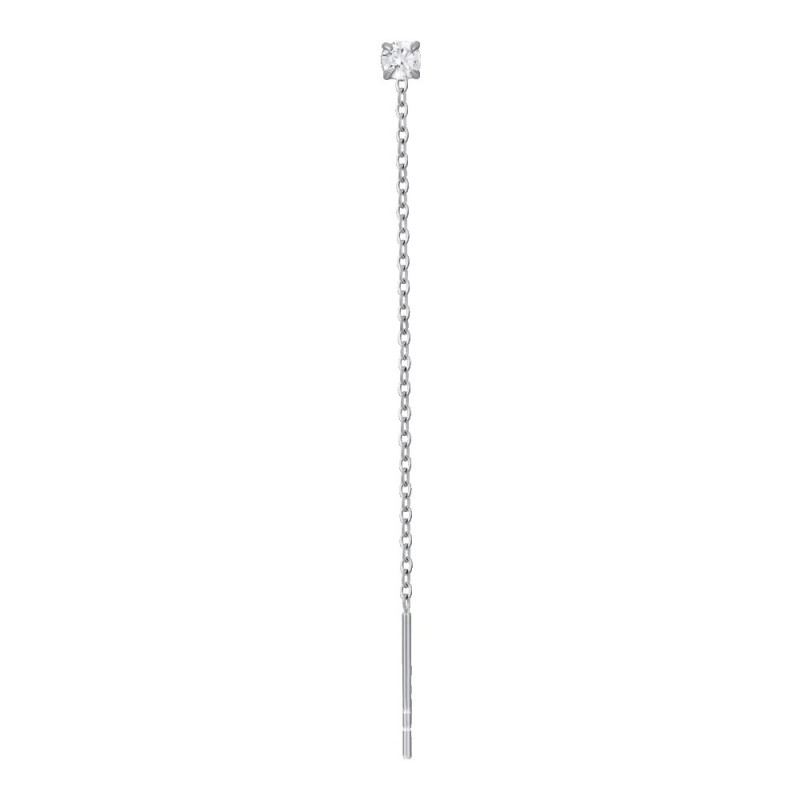 Mono Orecchino Donna Luca Barra OK1504 In Acciaio Pendente Con Zircone