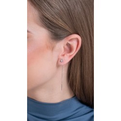 Mono Orecchino Donna Luca Barra OK1504 In Acciaio Pendente Con Zircone