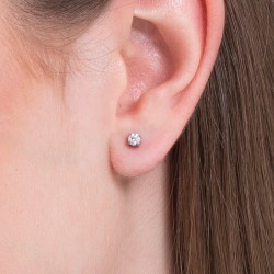 Mono Orecchino Unisex Luca Barra OK1467 Punto Luce In Acciaio Con Zircone 3 mm