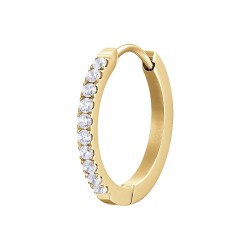 Mono Orecchino Cerchio Unisex OK1604 In Acciaio Dorato Con Zirconi