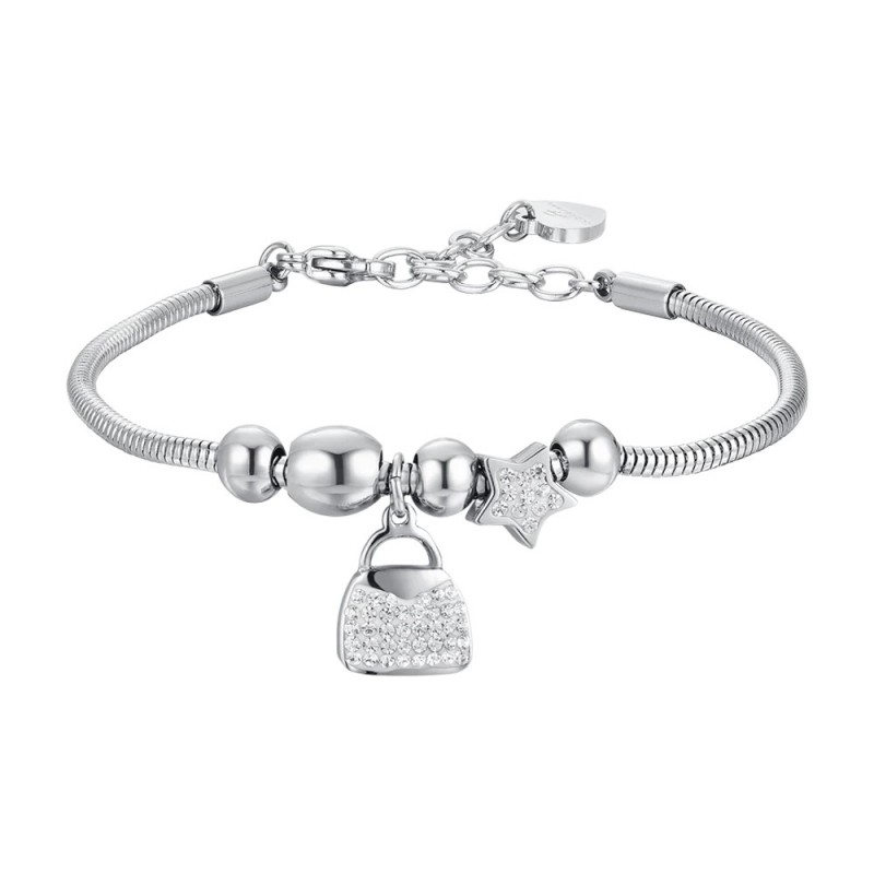 Bracciale Donna Luca Barra BK2702 In Acciaio Con Borsetta E Stella