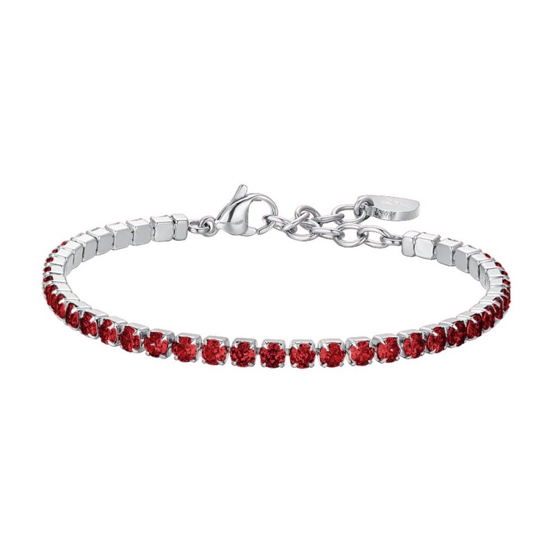 Bracciale Tennis Donna Luca Barra BK2892 In Acciaio Con Zirconi Rossi