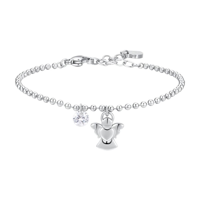 Bracciale Donna Luca Barra BK2825 In Acciaio Con Angelo E Zircone