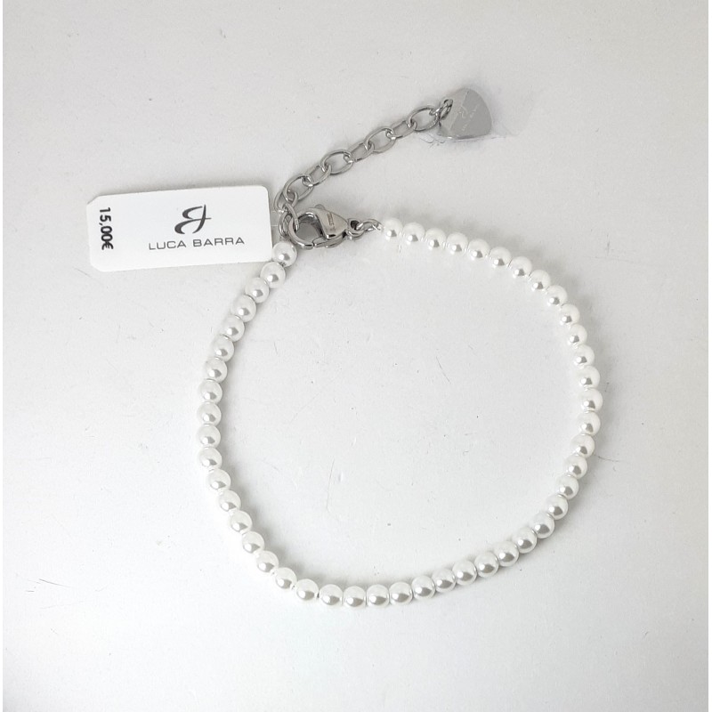 Bracciale Donna Luca Barra BK2973 In Acciaio Con Perle Bianche 3 mm