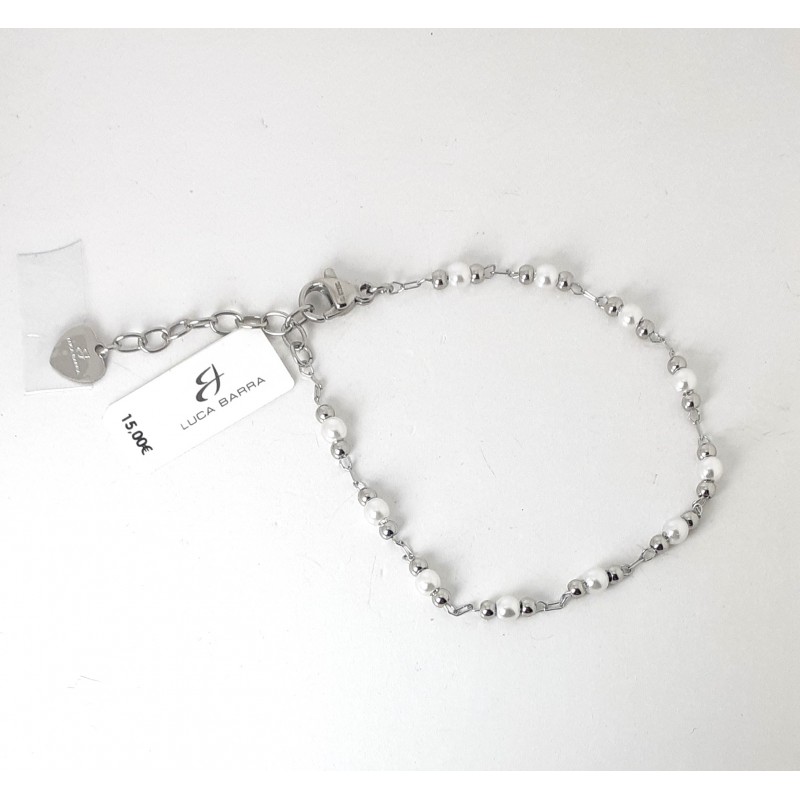 Bracciale Donna Luca Barra BK2971 In Acciaio Con Perle E Sfere Acciaio