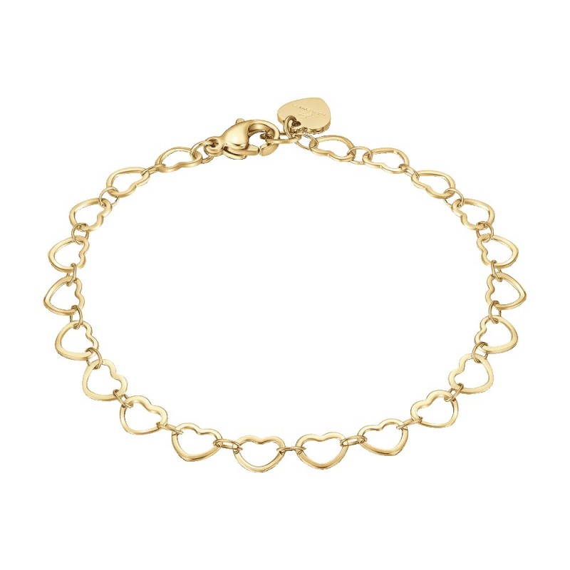 Bracciale Donna Luca Barra BK2952 In Acciaio Dorato Maglie A Cuori