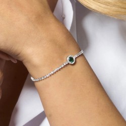 Bracciale Tennis Donna Luca Barra BK2931 In Acciaio Con Zircone Verde E Zirconi Bianchi