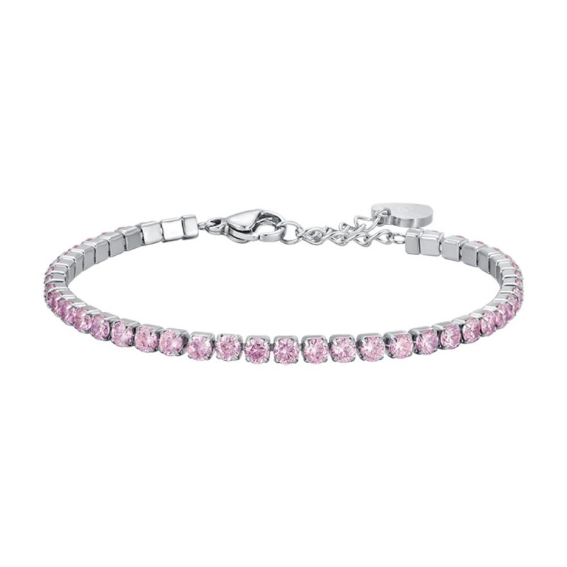 Bracciale Tennis Donna Tennis Luca Barra BK2272 In Acciaio Con Zirconi Rosa