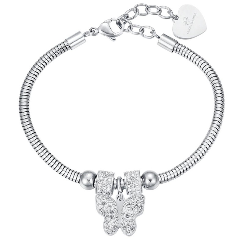 Bracciale Donna Luca Barra BK1936 In Acciaio Con Farfalla E Strass