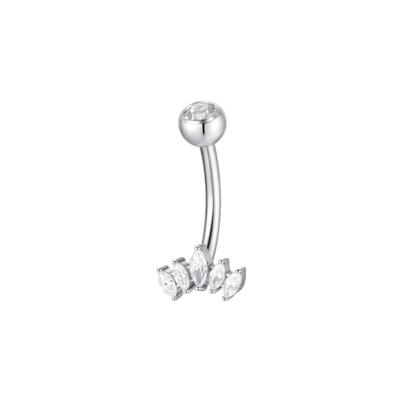 Piercing Ombelico Donna Luca Barra PR148 In Acciaio A Ventaglio Con Zirconi