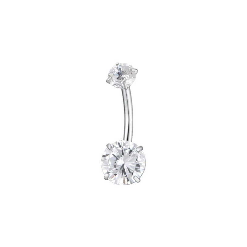 Piercing Ombelico Donna Luca Barra PR144 In Acciaio Con Zirconi Bianchi