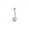 Piercing Ombelico Donna Luca Barra PR144 In Acciaio Con Zirconi Bianchi