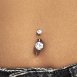 Piercing Ombelico Donna Luca Barra PR144 In Acciaio Con Zirconi Bianchi