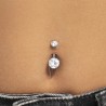 Piercing Ombelico Donna Luca Barra PR144 In Acciaio Con Zirconi Bianchi