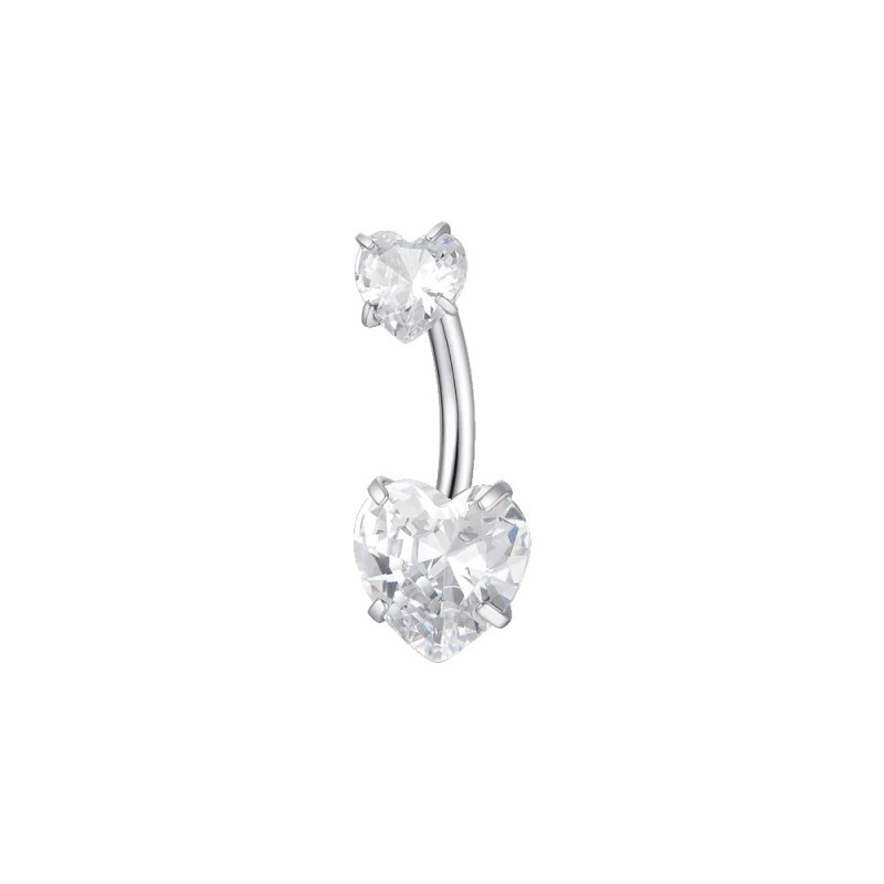 Piercing Ombelico Donna Luca Barra PR147 In Acciaio Con Zirconi A Cuore