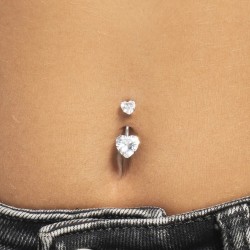Piercing Ombelico Donna Luca Barra PR147 In Acciaio Con Zirconi A Cuore