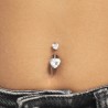 Piercing Ombelico Donna Luca Barra PR147 In Acciaio Con Zirconi A Cuore