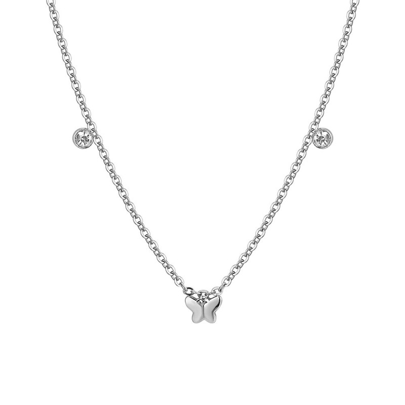Collana Bimba Luca Barra JC147 In Acciaio Con Farfalla E Strass