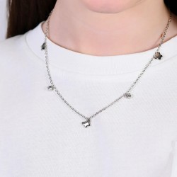 Collana Bimba Luca Barra JC147 In Acciaio Con Farfalla E Strass