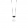 Collana Bambino Luca Barra JC169 In Acciaio Con Timone E Pietre Nere