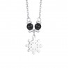 Collana Bambino Luca Barra JC169 In Acciaio Con Timone E Pietre Nere
