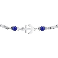 Bracciale Bambino Luca Barra JB254 In Acciaio Con Ancora E Pietre Blu