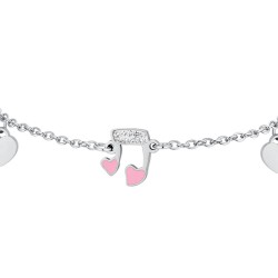Bracciale Bimba Luca Barra JB221 In Acciaio Nota Musicale E Cuori