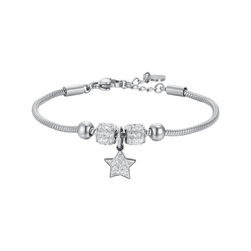Bracciale Bambina Luca Barra JB180 In Acciaio Con Pendente Stella E Strass