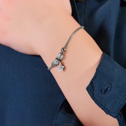 Bracciale Bambina Luca Barra JB180 In Acciaio Con Pendente Stella E Strass