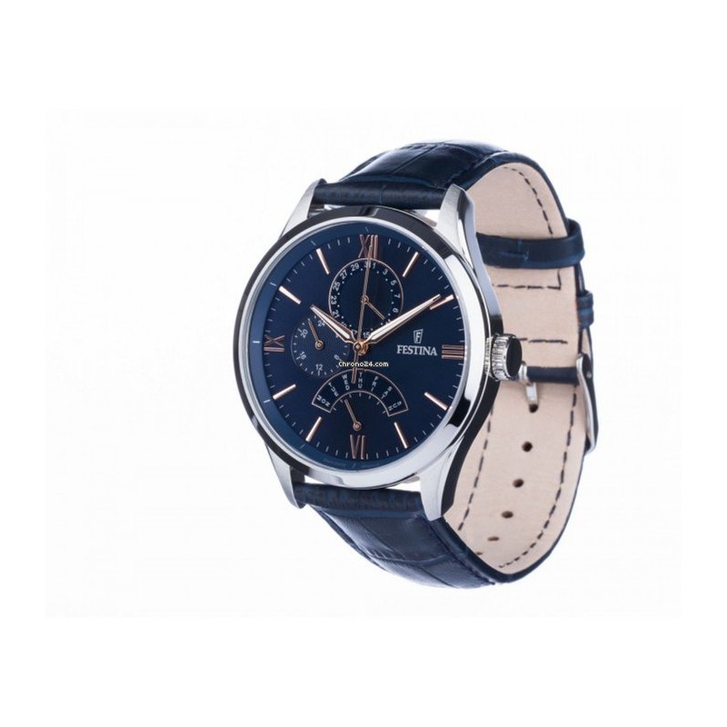 Orologio Uomo Festina Multifunzione F16823/3 Con Cinturino In Pelle Blu