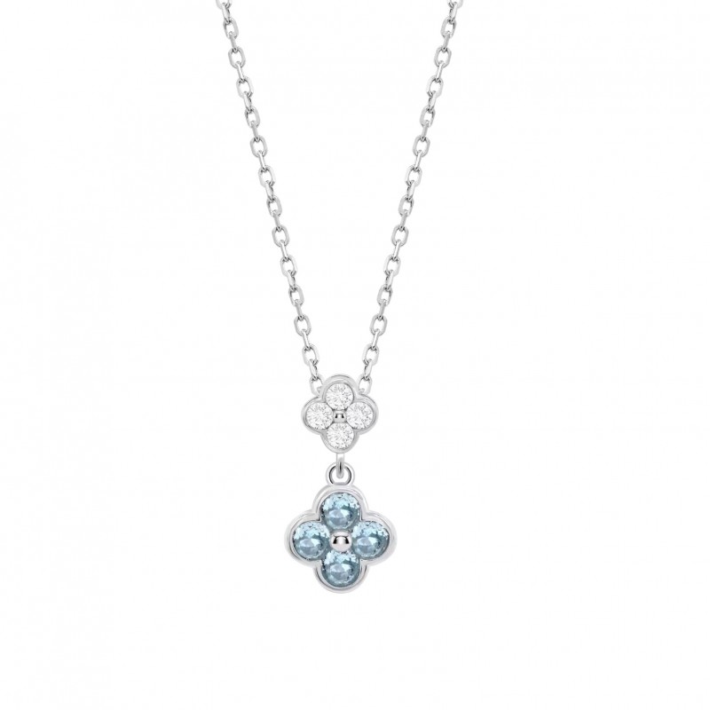 Collana Donna Lotus Silver LP3932-1/1 In Argento Con Fiore Con Zirconi Celesti