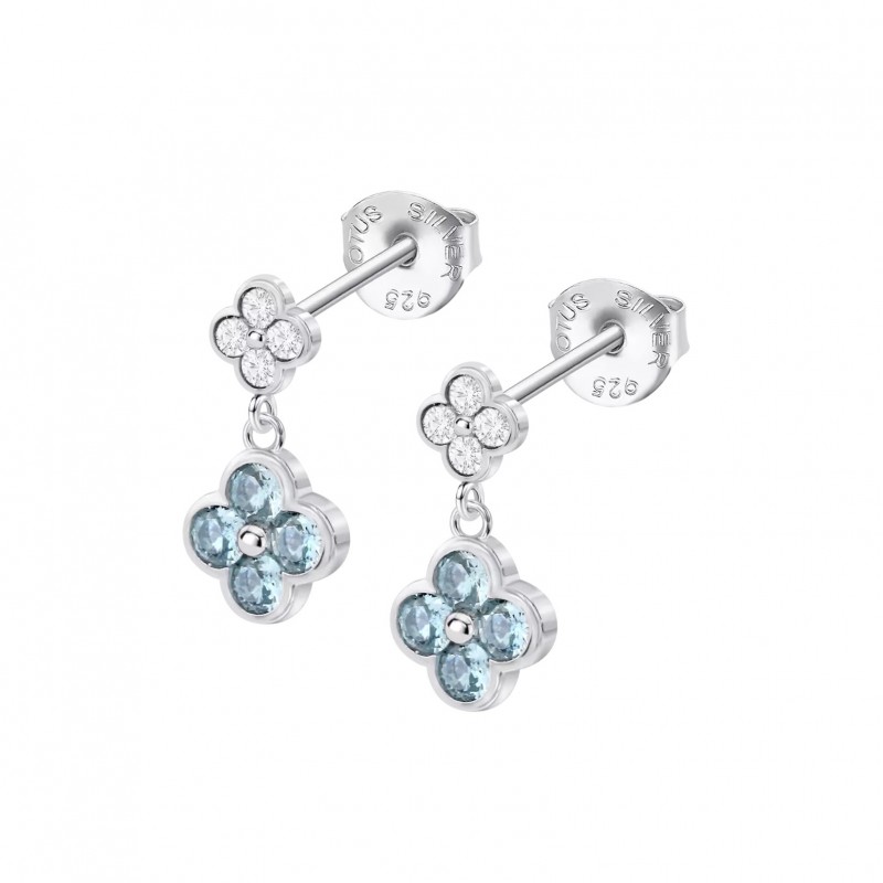Orecchini Donna Lotus Silver LP3932-4/1 In Argento Pendenti Con Zirconi Celesti
