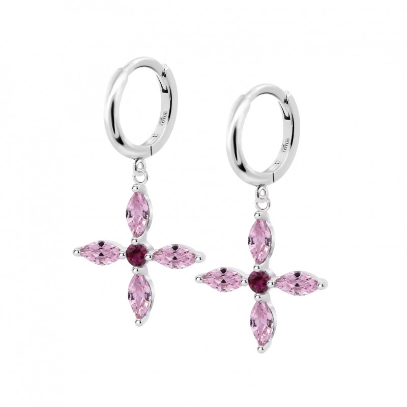 Orecchini Donna Lotus Silver LP3933-4/2 Pendenti In Argento Con Zirconi Rosa E Rossi