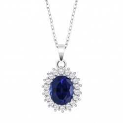 Collana Donna Lotus Silver LP3459-1/1 In Argento Con Cristallo Blu E Zirconi