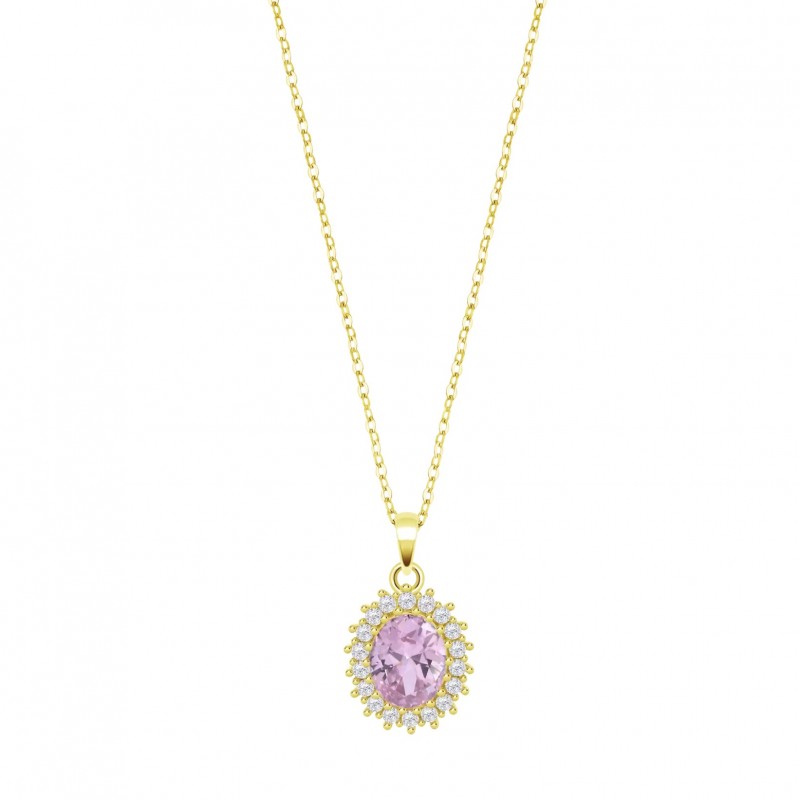 Collana Donna Lotus Silver LP3459-1/8 In Argento Dorato Con Zircone Rosa