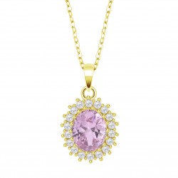Collana Donna Lotus Silver LP3459-1/8 In Argento Dorato Con Zircone Rosa