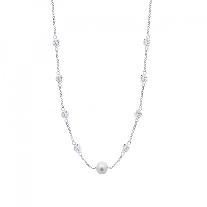 Collana Donna Lotus Silver LP3922-1/1 In Argento Con Perla E Zirconi