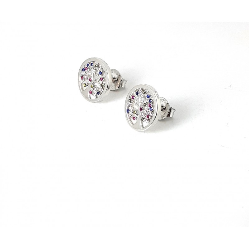 Orecchini Donna Lotus Silver LP1889-4/1 In Argento Con Albero Della Vita E Zirconi Multicolore