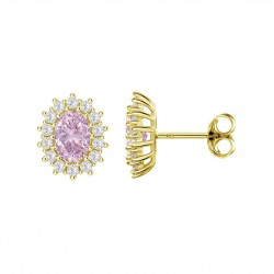 Orecchini Donna Lotus Silver LP3459-4/8 In Argento Dorato Con Zircone Rosa