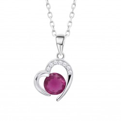 Collana Donna Lotus Silver LP3106-1/7 In Argento Con Cuore E Zircone Rosso