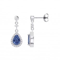 Orecchini Donna Lotus Silver LP1592-4/7 In Argento Pendenti Con Zirconi Azzurri