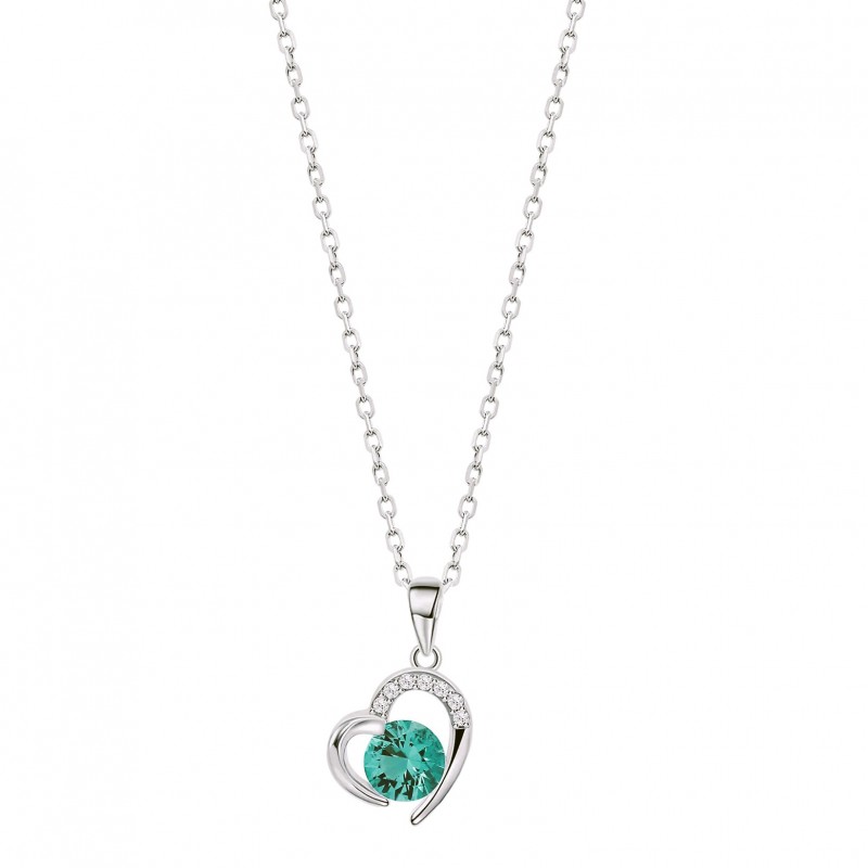 Collana Donna Lotus Silver LP3106-1/5 In Argento Con Cuore E Zircone Verde