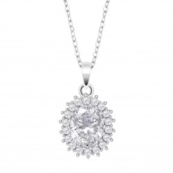 Collana Donna Lotus Silver LP3459-1/2 In Argento Con Cristallo Ovale E Zirconi