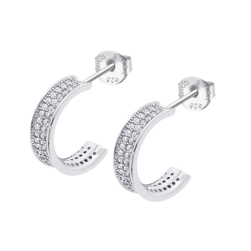 Orecchini Donna Lotus Silver LP3829-4/1 Mezzo Cerchio In Argento Con Zirconi