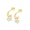 Orecchini Donna Lotus Silver LP3937-4/2 In Argento Dorato Con Cuore E Zirconi