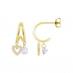 Orecchini Donna Lotus Silver LP3937-4/2 In Argento Dorato Con Cuore E Zirconi