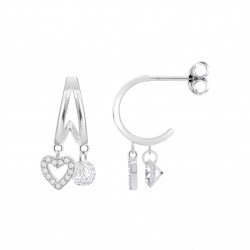 Orecchini Donna Lotus Silver LP3937-4/1 In Argento Pendenti Con Cuore E Zirconi