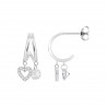 Orecchini Donna Lotus Silver LP3937-4/1 In Argento Pendenti Con Cuore E Zirconi